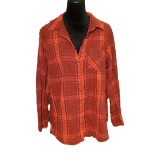 Ava & Viv size 1X plaid button-down cotton shirt